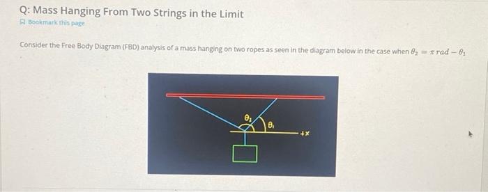 Q Mass Hanging From Two Strings In The Limit Abokimark This Page Consider The Free Body Diagram Fbd Analysis Of A Mas 1