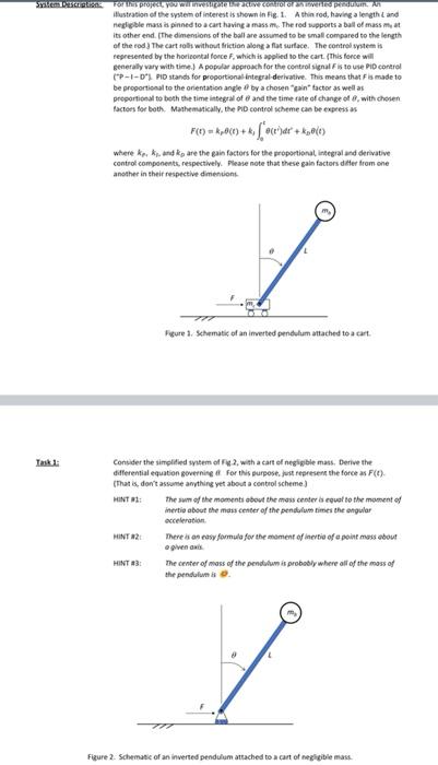 Ithustasion Od The System Of Interest Is Shown In Fig 1 A Thin Rod Havieg A Length D And Feglelele Mass In Pinned 10 1
