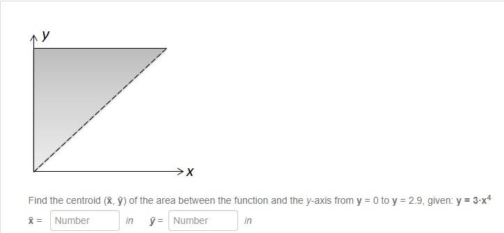 Find The Centroid X Y Of The Area Between The Function And The Y Axis From Y 0 To Y 2 9 Given Y 3 X4 Any He 1