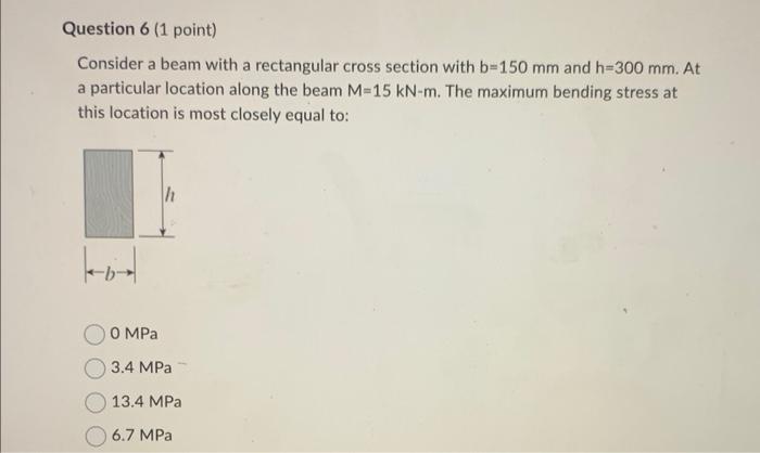 Consider A Beam With A Rectangular Cross Section With B 150 Mm And H 300 Mm At A Particular Location Along The Beam M 1 1