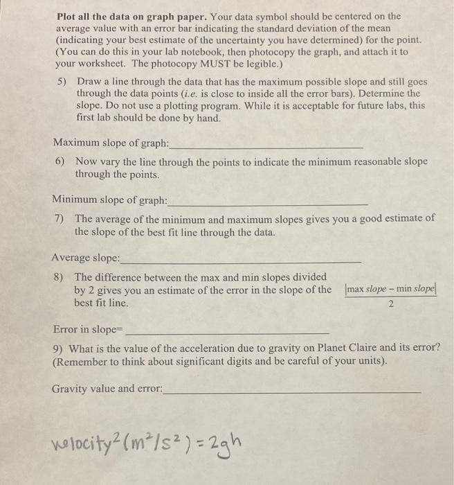 Plot All The Data On Graph Paper Your Data Symbol Should Be Centered On The Average Value With An Error Bar Indicating 3