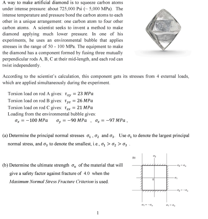 A Way To Make Artificial Diamond Is To Squeeze Carbon Atoms Under Intense Pressure About 725 000 Psi 5 000mpa The I 1