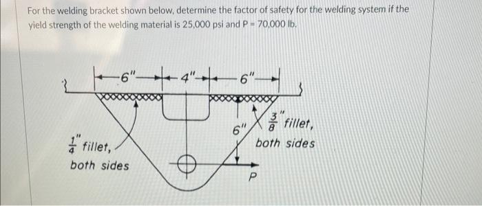For The Welding Bracket Shown Below Determine The Factor Of Safety For The Welding System If The Yield Strength Of The 1