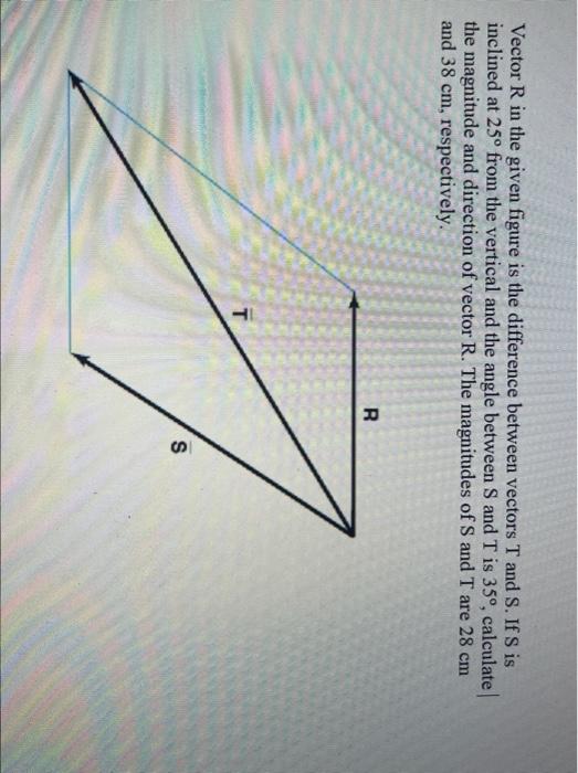 Vector R In The Given Figure Is The Difference Between Vectors T And S If S Is Inclined At 25 From The Vertical And Th 1