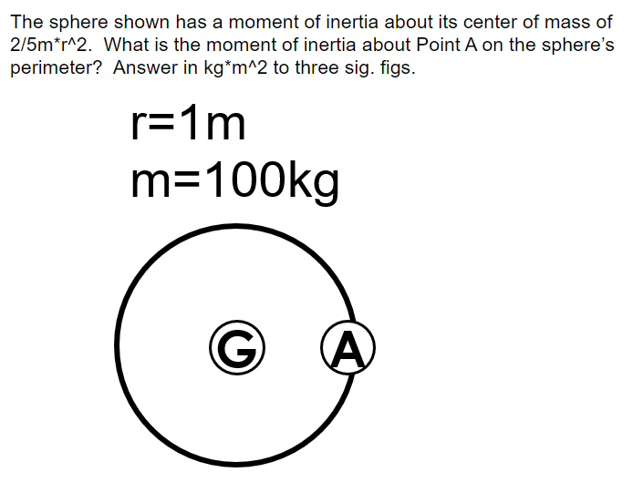 The Sphere Shown Has A Moment Of Inertia About Its Center Of Mass Of 2 5m R 2 What Is The Moment Of Inertia About Point 1
