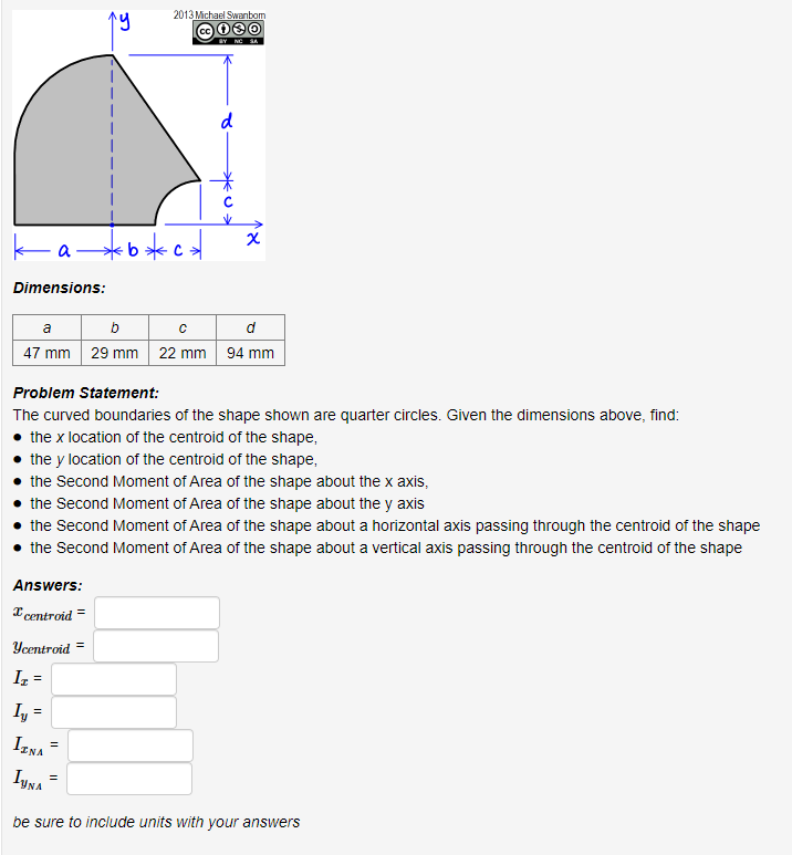 Dimensions Problem Statement The Curved Boundaries Of The Shape Shown Are Quarter Circles Given The Dimensions Above 1