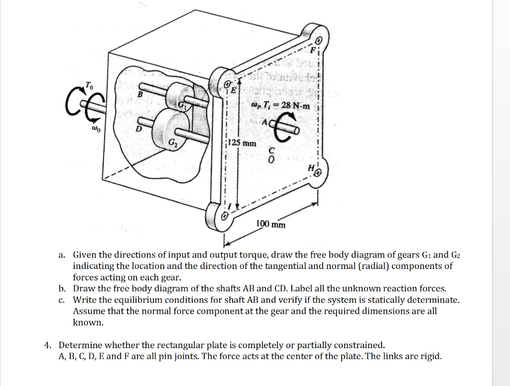 A Given The Directions Of Input And Output Torque Draw The Free Body Diagram Of Gears G1 And G2 Indicating The Locatio 1