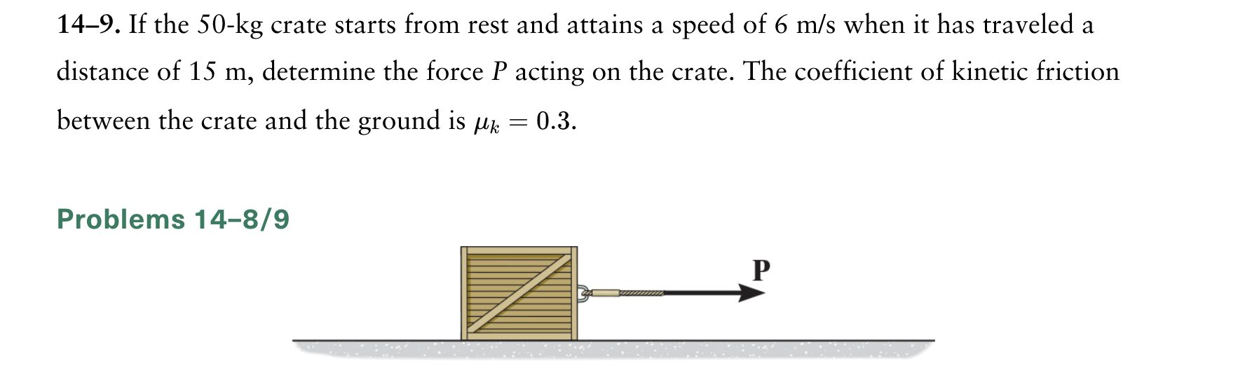 14 9 If The 50 Kg Crate Starts From Rest And Attains A Speed Of 6 M S When It Has Traveled A Distance Of 15 M Determin 1