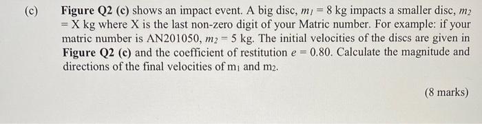 Figure Q2 C Shows An Impact Event A Big Disc M1 8 Kg Impacts A Smaller Disc M2 Xkg Where X Is The Last Non Zero 1