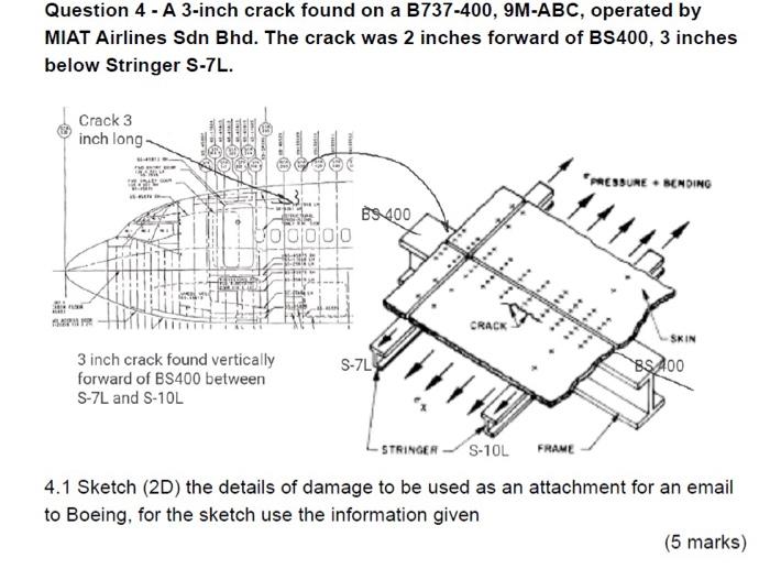 Question 4 A 3 Inch Crack Found On A B737 400 9m Abc Operated By Miat Airlines Sdn Bhd The Crack Was 2 Inches Forwa 1
