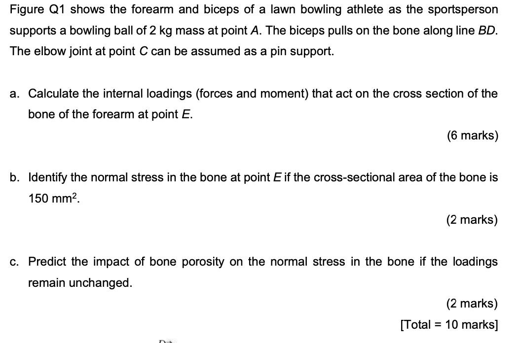Figure Q1 Shows The Forearm And Biceps Of A Lawn Bowling Athlete As The Sportsperson Supports A Bowling Ball Of 2 Kg Mas 1