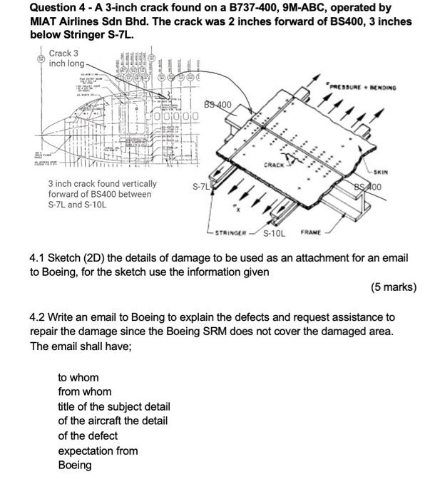 Question 4 A 3 Inch Crack Found On A B737 400 9m Abc Operated By Miat Airlines Sdn Bhd The Crack Was 2 Inches Forwa 1