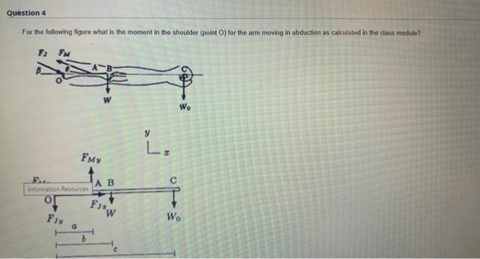 For The Following Figure What Is The Moment In The Shoulder Point O For The Arm Moving In Abduction As Calculated In T 1