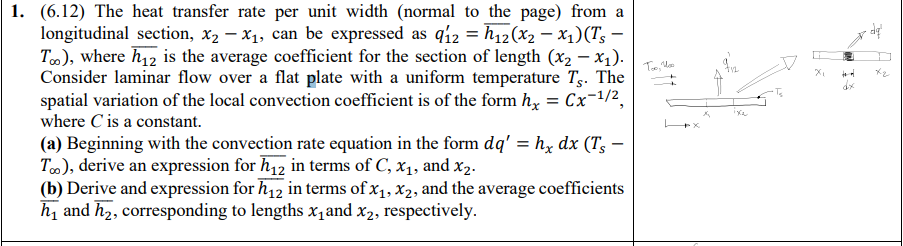 6 12 The Heat Transfer Rate Per Unit Width Normal To The Page From A Longitudinal Section X2 X1 Can Be Expressed 1