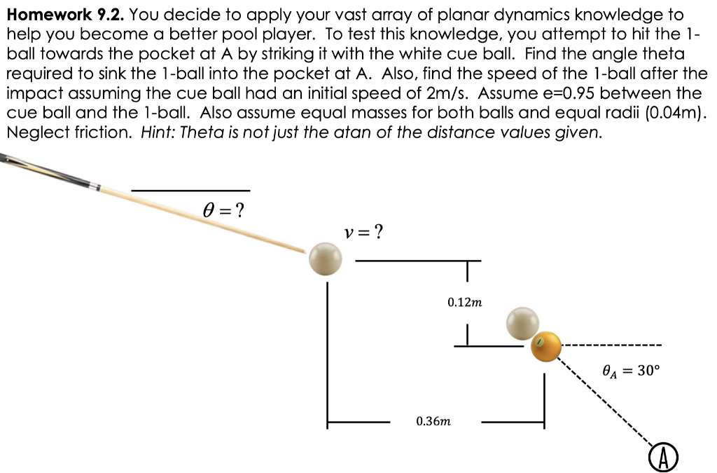 Homework 9 2 You Decide To Apply Your Vast Array Of Planar Dynamics Knowledge To Help You Become A Better Pool Player 1