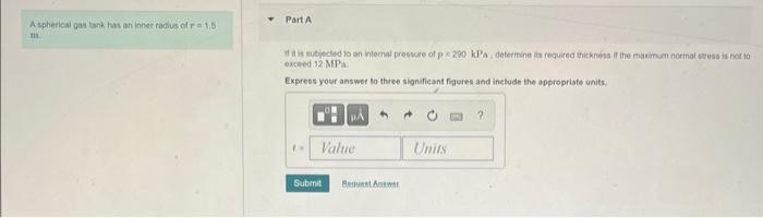 Aspherical Gas Tank Has An Inher Rad Us Ol R 1 5 Parta 111 Exceed 12 Mita Express Your Antwor To Thee Signaficant Figu 1