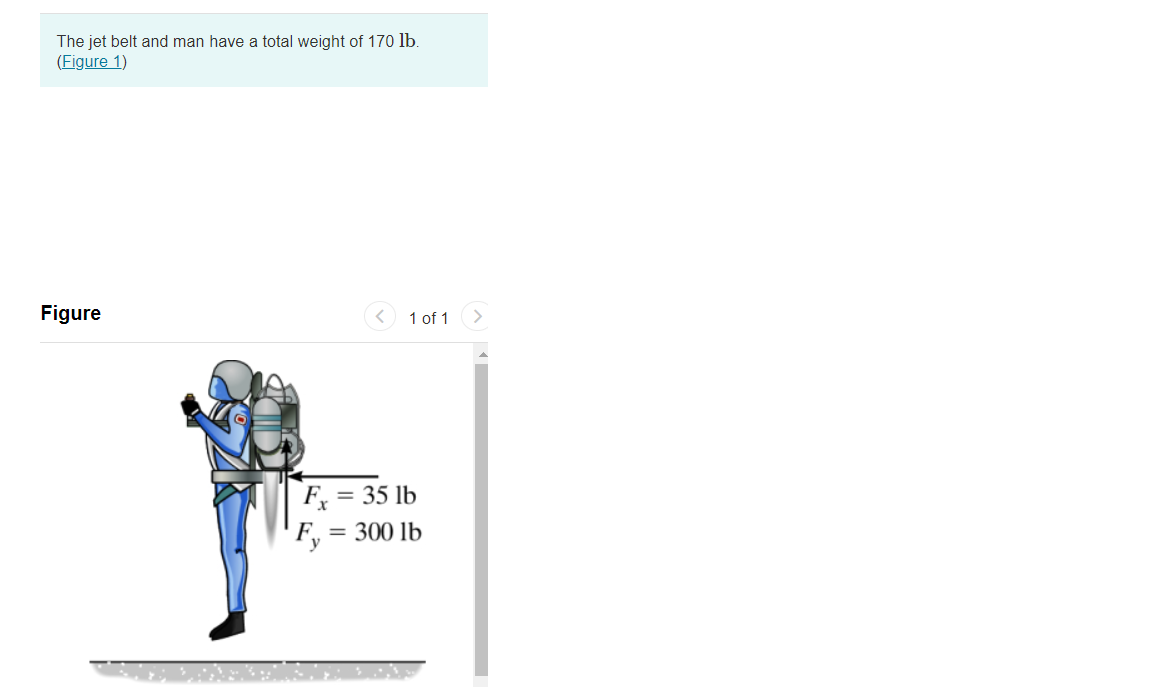 The Jet Belt And Man Have A Total Weight Of 170lb Figure 1 If The Engines Provide A Constant Thrust Having X And Y Co 1