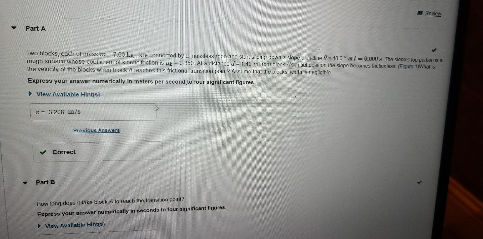 T1 0 8728 S Correct You Can Verify Your Result By Computing This Time Using The Kinematic Equations That Describe The M 3