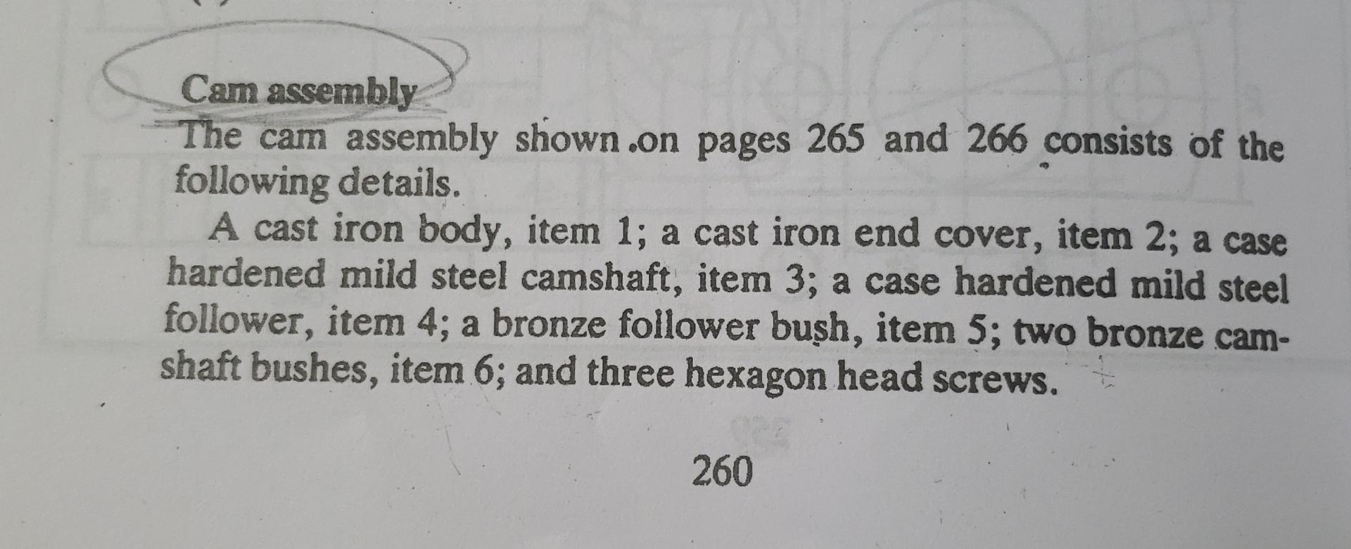 Cam Ascembly The Cam Assembly Shown On Pages 265 And 266 Consists Of The Following Details A Cast Iron Body Item 1 A 1