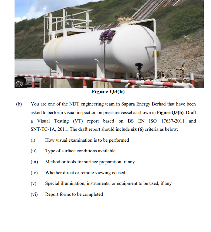 Figure Q3 B B You Are One Of The Ndt Engineering Team In Sapura Energy Berhad That Have Been Asked To Perform Visual 1