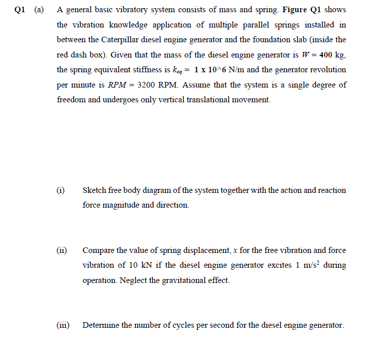 A A General Basic Vibratory System Consists Of Mass And Spring Figure Q1 Shows The Vibration Knowledge Application Of 1