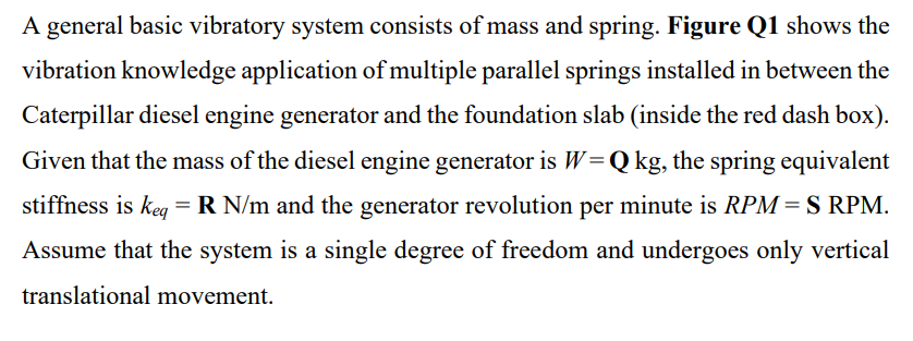 A General Basic Vibratory System Consists Of Mass And Spring Figure Q1 Shows The Vibration Knowledge Application Of Mul 1