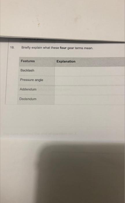 18 Briefly Explain What These Four Gear Terms Mean A Gearbox Has A Worm And Wheel Gears When Carfying Out An Inspecti 1