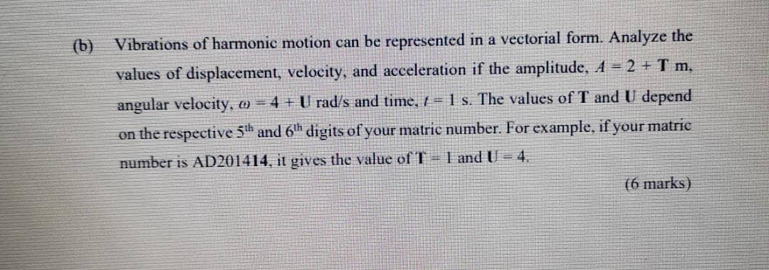 B Vibrations Of Harmonic Motion Can Be Represented In A Vectorial Form Analyze The Values Of Displacement Velocity A 1