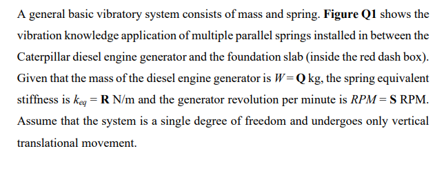 A General Basic Vibratory System Consists Of Mass And Spring Figure Q1 Shows The Vibration Knowledge Application Of Mul 1