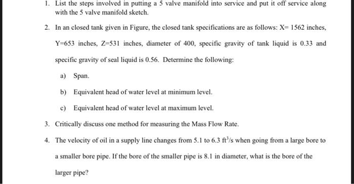 1 List The Steps Involved In Putting A 5 Valve Manifold Into Service And Put It Off Service Along With The 5 Valve Mani 1