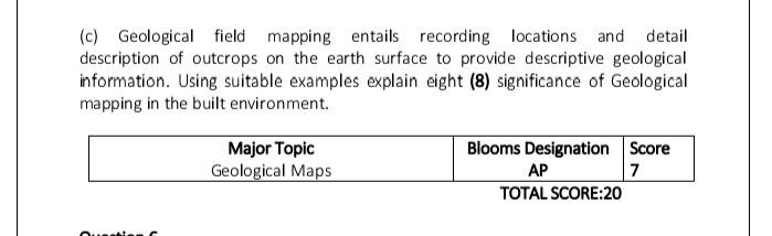 C Geological Field Mapping Entails Recording Locations And Detail Description Of Outcrops On The Earth Surface To Prov 1