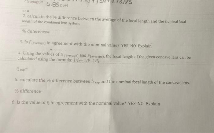 Average 6 5cm 1 24 2 Calculate The Difference Between The Average Of The Focal Length And The Nominal Focal Length 1