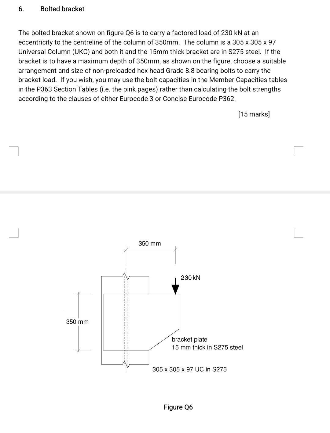 6 Bolted Bracket The Bolted Bracket Shown On Figure Q6 Is To Carry A Factored Load Of 230kn At An Eccentricity To The C 1