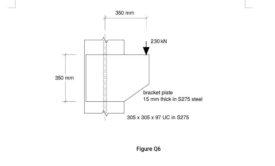 The Bolted Bracket Shown On Figure Q6 Is To Carry A Factored Load Of 230kn At An Eccentricity To The Centreline Of The C 2