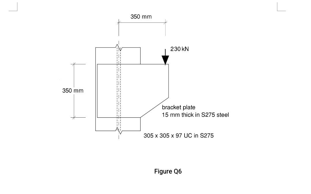 The Bolted Bracket Shown On Figure Q6 Is To Carry A Factored Load Of 230kn At An Eccentricity To The Centreline Of The C 2