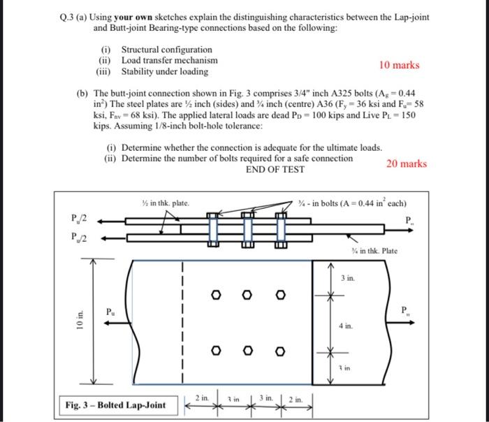2 3 A Using Your Own Sketches Explain The Distinguishing Characteristics Between The Lap Joint And Butt Joint Bearing 1
