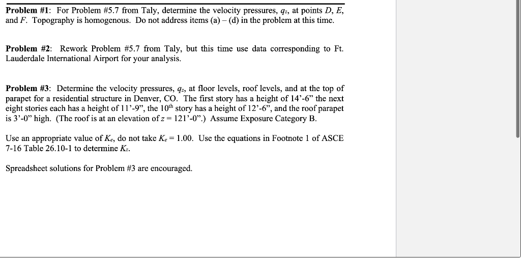 Problem 1 For Problem 5 7 From Taly Determine The Velocity Pressures Qz At Points D E And F Topography Is Homog 1