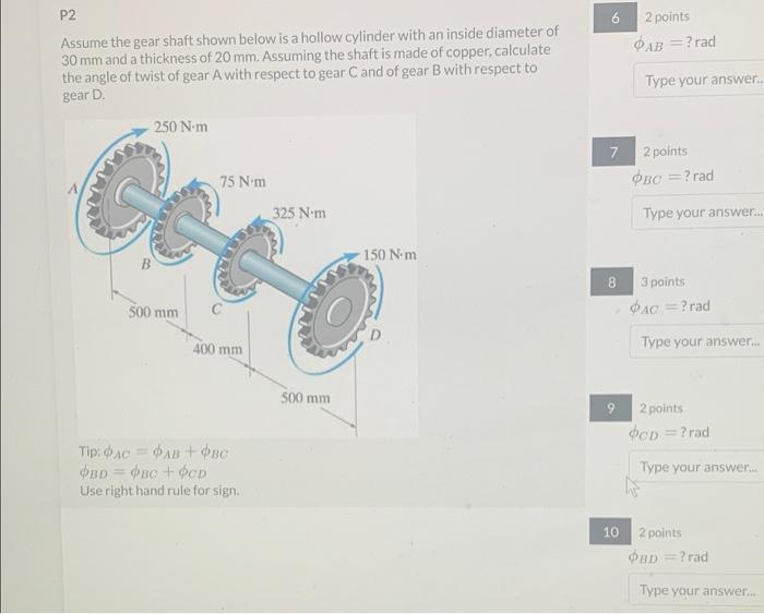 Assume The Gear Shaft Shown Below Is A Hollow Cylinder With An Inside Diameter Of 30 Mm And A Thickness Of 20 Mm Assumi 1