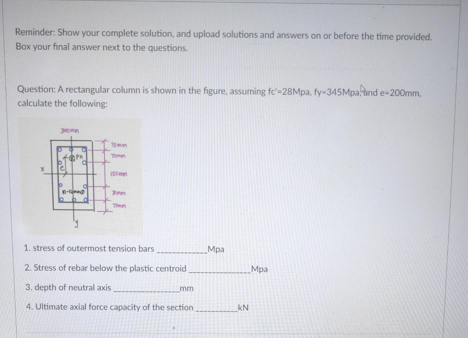 Reminder Show Your Complete Solution And Upload Solutions And Answers On Or Before The Time Provided Box Your Final A 1
