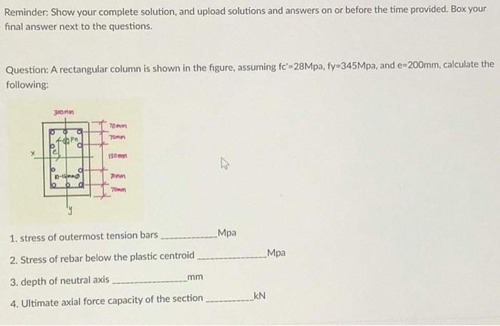 Reminder Show Your Complete Solution And Upload Solutions And Answers On Or Before The Time Provided Box Your Final A 1
