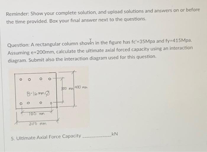Reminder Show Your Complete Solution And Upload Solutions And Answers On Or Before The Time Provided Box Your Final A 1