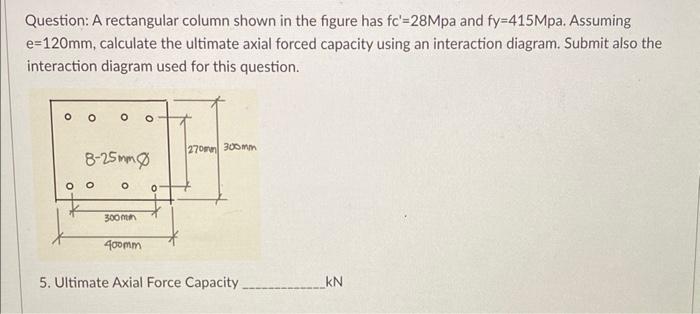 Question A Rectangular Column Shown In The Figure Has Fc 28mpa And Fy 415mpa Assuming 120mm Calculate The Ultimate 1
