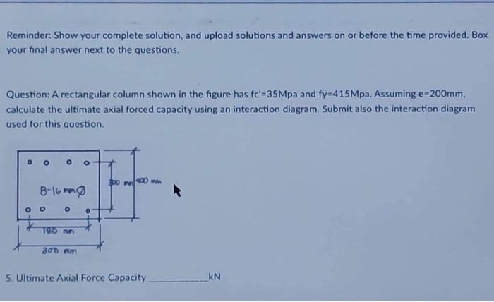 Reminder Show Your Complete Solution And Upload Solutions And Answers On Or Before The Time Provided Box Your Final A 1