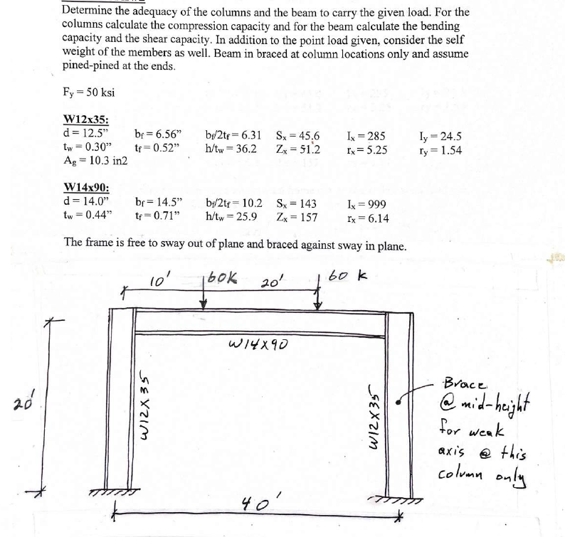 Steel Design Aisc Manual 60kips Shown Is Live Load Factored 1