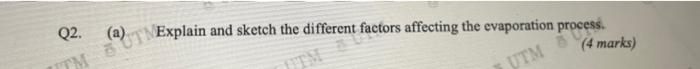 Q2 A Explain And Sketch The Different Factors Affecting The Evaporation Process 4 Marks 1