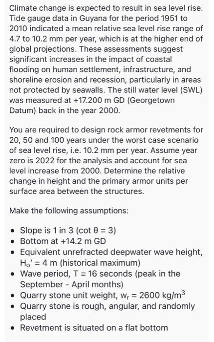 Climate Change Is Expected To Result In Sea Level Rise Tide Gauge Data In Guyana For The Period 1951 To 2010 Indicated 1