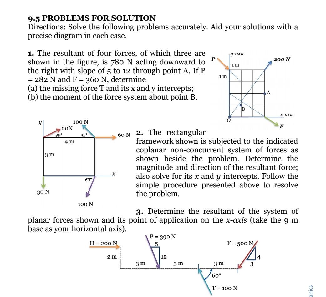 9 5 Problems For Solution Directions Solve The Following Problems Accurately Aid Your Solutions With A Precise Diagram 1
