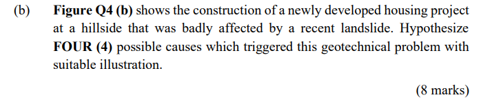 B Figure Q4 B Shows The Construction Of A Newly Developed Housing Project At A Hillside That Was Badly Affected By A 1