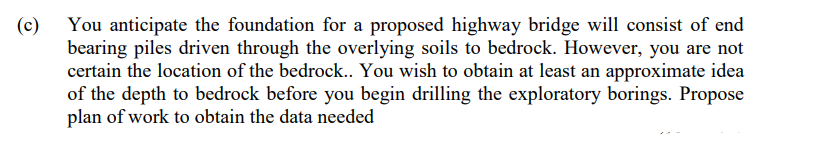 You Anticipate The Foundation For A Proposed Highway Bridge Will Consist Of End Bearing Piles Driven Through The Overlyi 1