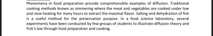 Phenomena In Food Preparation Provide Comprehensible Examples Of Diffusion Traditional Cooking Methods Known As Simmeri 1